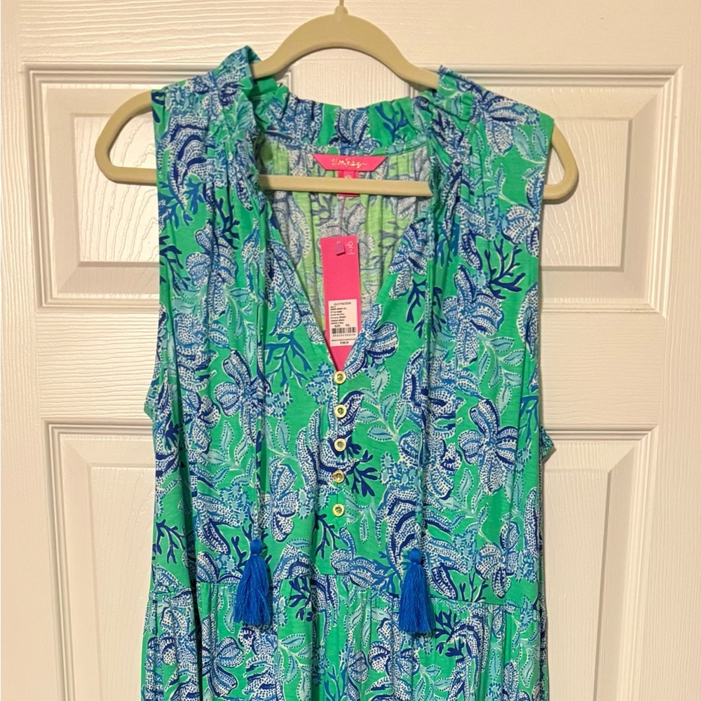 NWT Lilly Pulitzer Malone Maxi Dress cabana green keepin it real XXL